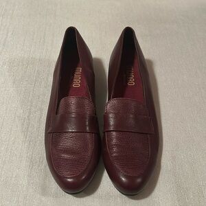 Munro Burgundy Heeled Snakeskin Loafers